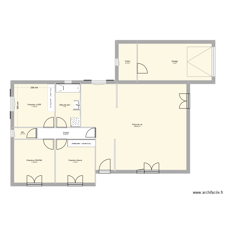 Maison BARBAZAN. Plan de 9 pièces et 125 m2