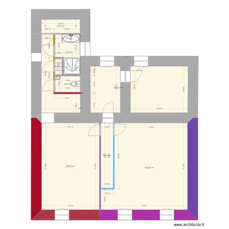 Indivision,RdC-3. Plan de 8 pièces et 100 m2