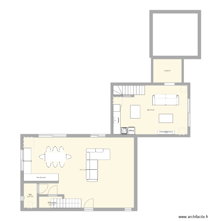 loc. Plan de 5 pièces et 88 m2