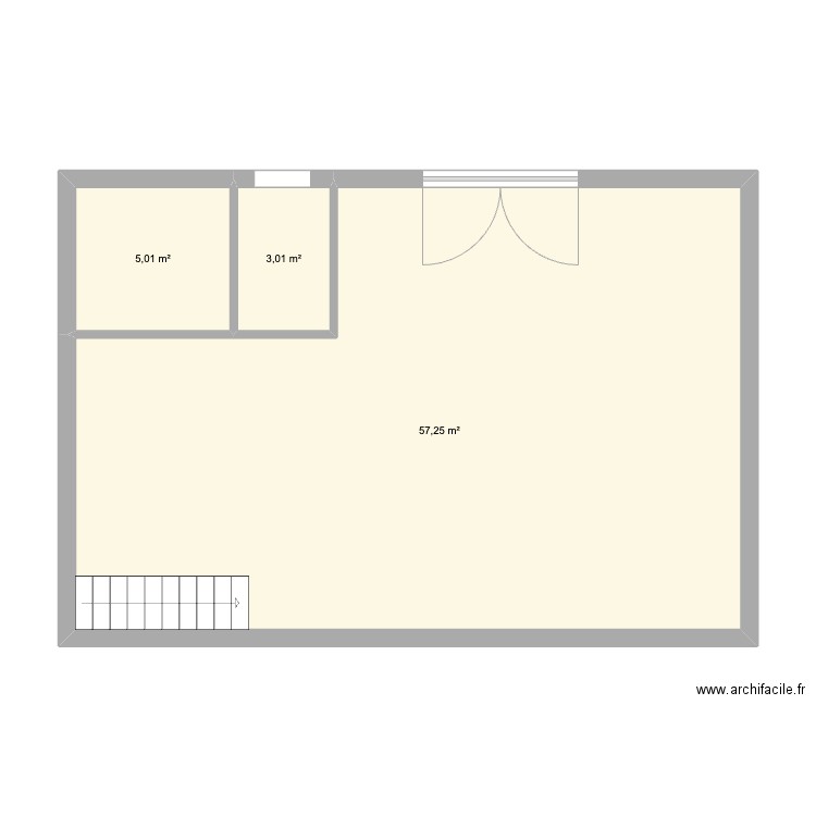 test. Plan de 3 pièces et 65 m2