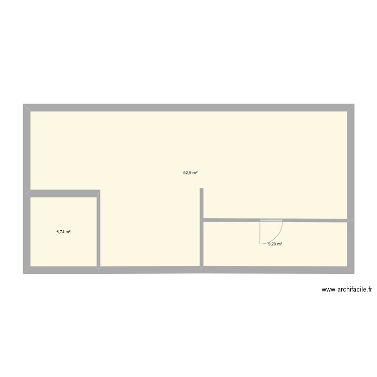 Usine Scionzier Petit T3. Plan de 3 pièces et 69 m2