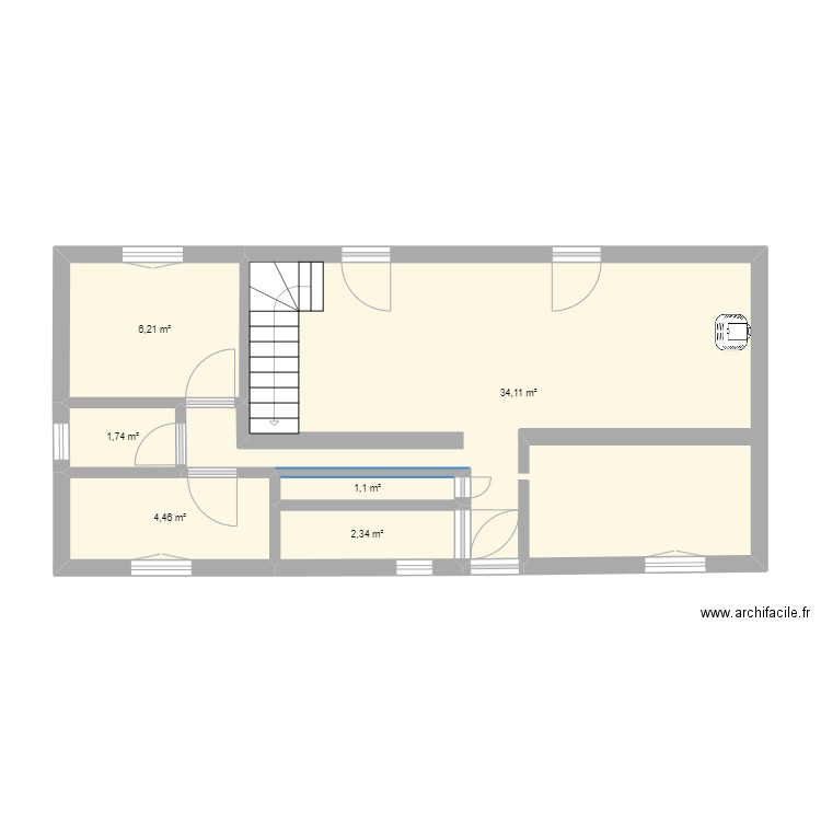 maison . Plan de 6 pièces et 50 m2