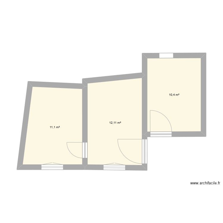 MONESTIES APPART 2. Plan de 3 pièces et 34 m2