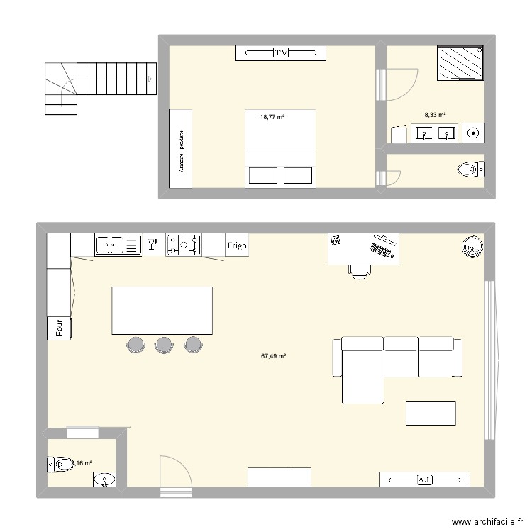 Plan 2. Plan de 4 pièces et 97 m2