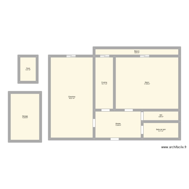 Bergson. Plan de 9 pièces et 137 m2