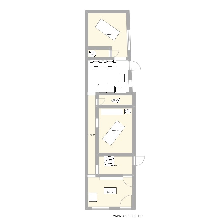 Vaudreuil. Plan de 6 pièces et 44 m2