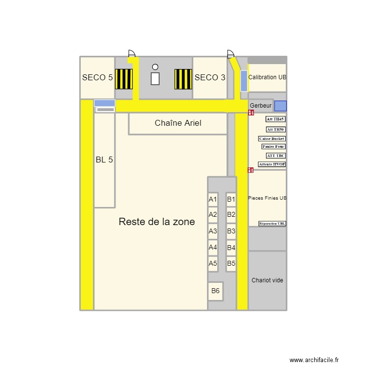 Zone Four et Unibody Projet sans cabine. Plan de 31 pièces et 16 m2