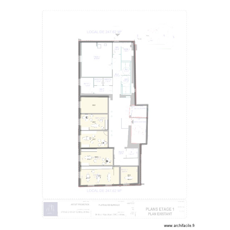 Cabinet. Plan de 6 pièces et 107 m2