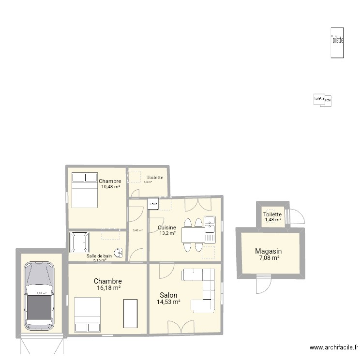 Plan maison . Plan de 10 pièces et 85 m2