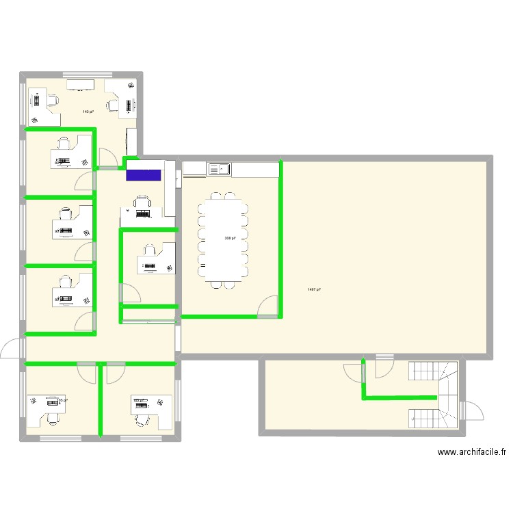 225 Seigneuriale agrandissement SS 23 x 52. Plan de 8 pièces et 225 m2