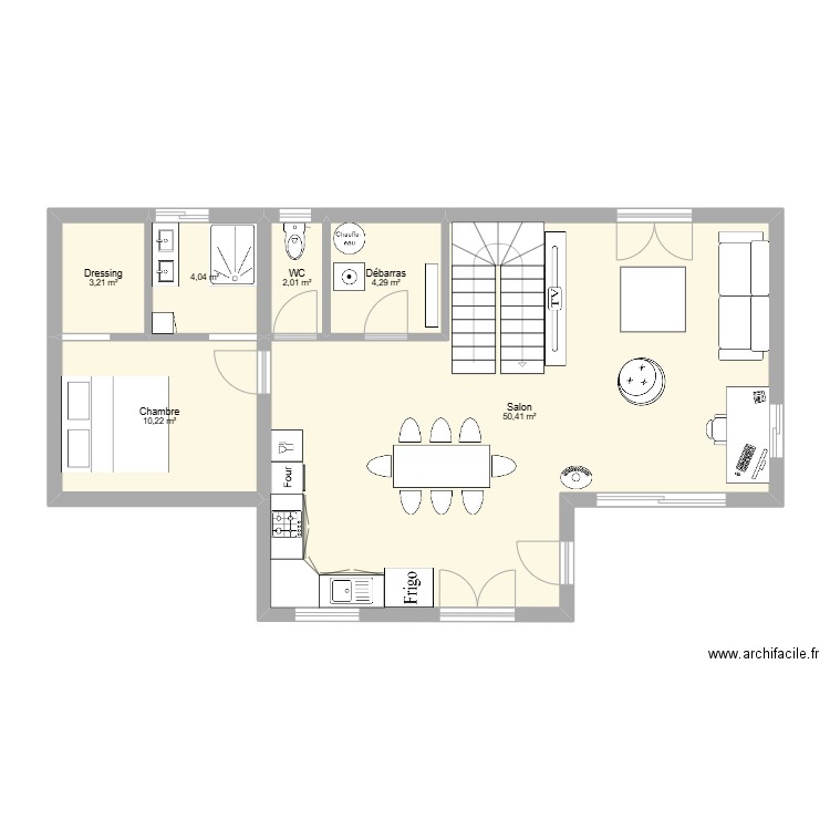 nouvelle maison. Plan de 6 pièces et 74 m2