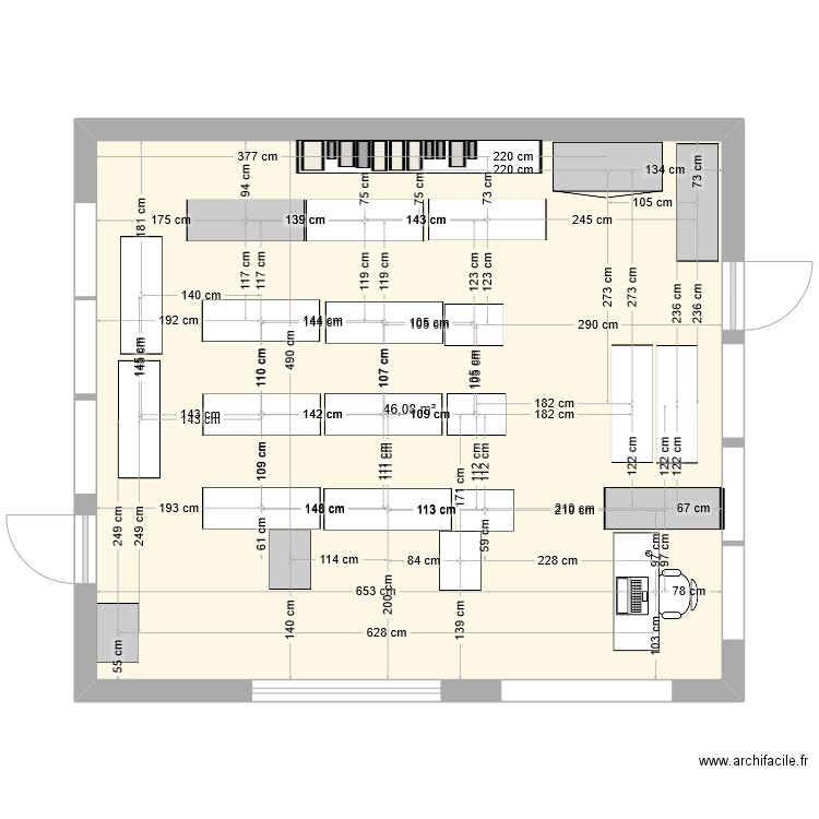 classe 8 B. Plan de 1 pièce et 46 m2