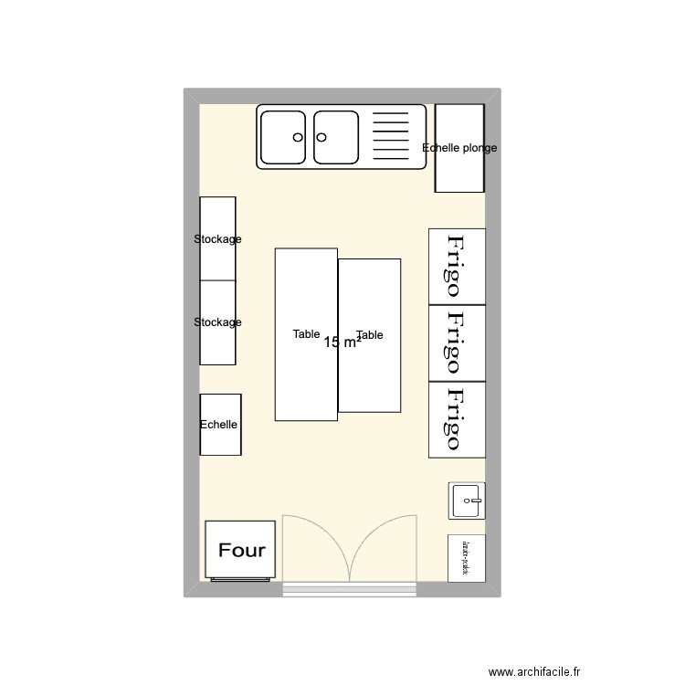 Plan2. Plan de 1 pièce et 15 m2