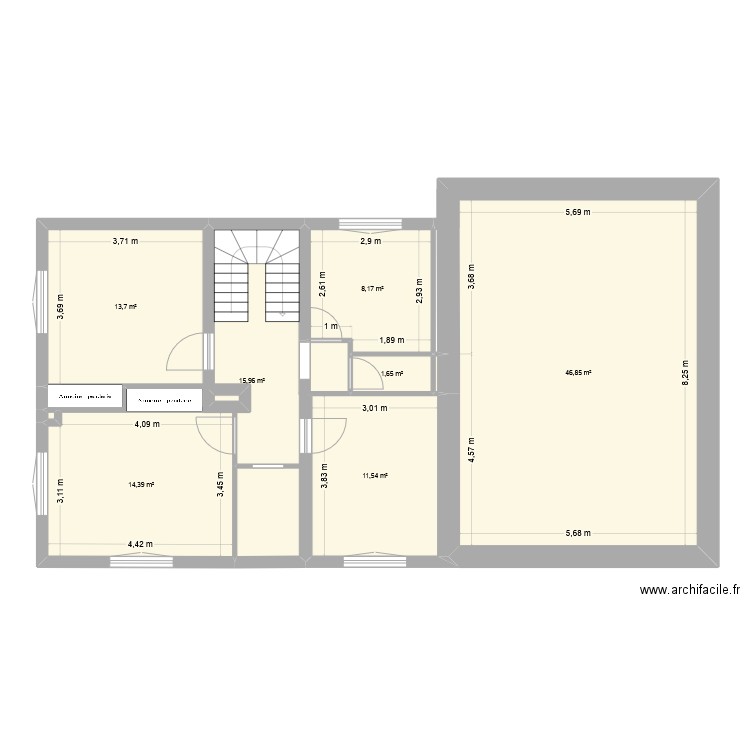 montcet R+1. Plan de 10 pièces et 114 m2