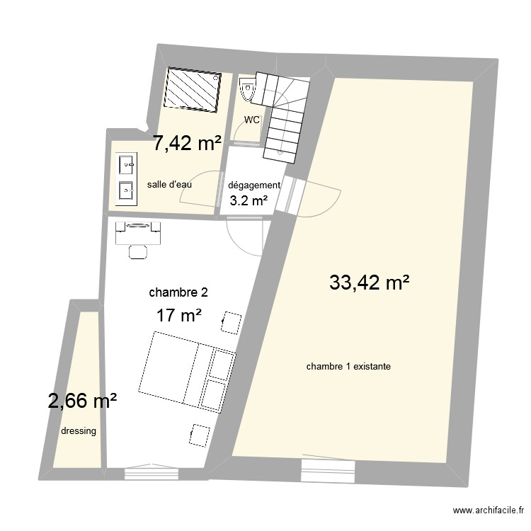 plan massecadastre2. Plan de 3 pièces et 44 m2