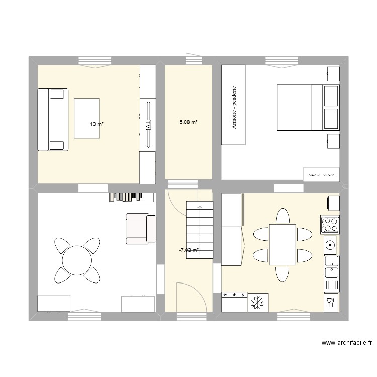 plan maison. Plan de 3 pièces et 24 m2