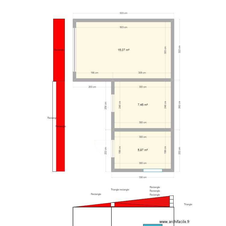 projet. Plan de 3 pièces et 29 m2