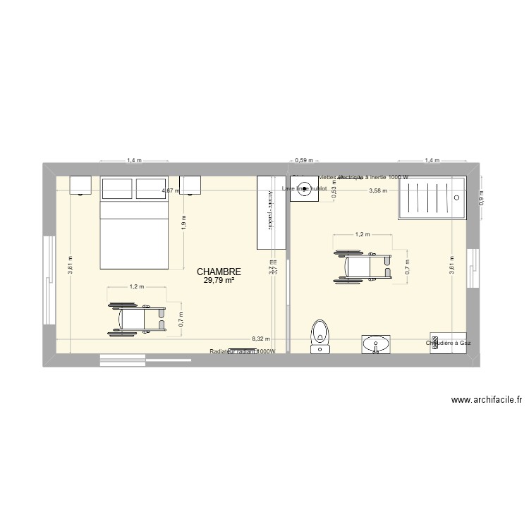 plan Halluin. Plan de 1 pièce et 30 m2