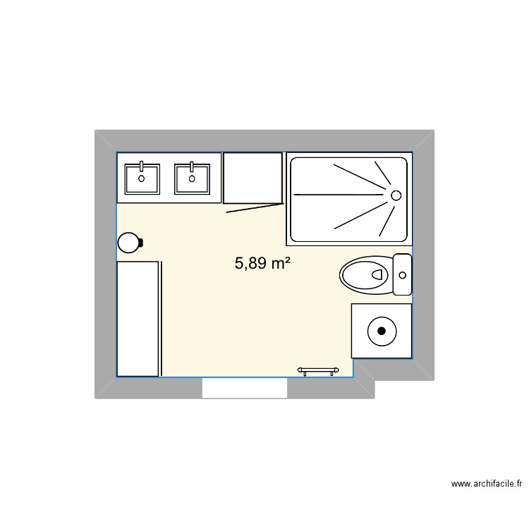 SALLE DE BAIN LUDO. Plan de 1 pièce et 6 m2