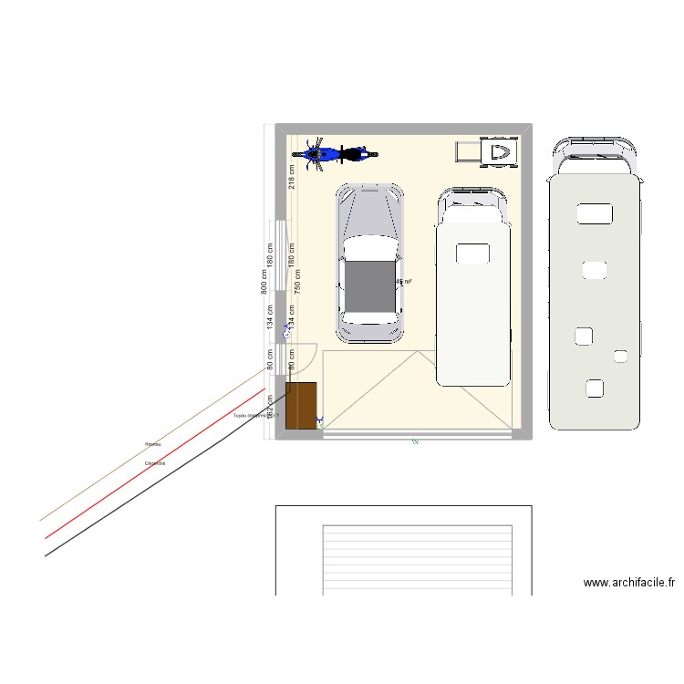 Garage. Plan de 1 pièce et 45 m2