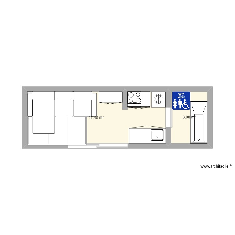 tiny house 2. Plan de 2 pièces et 15 m2