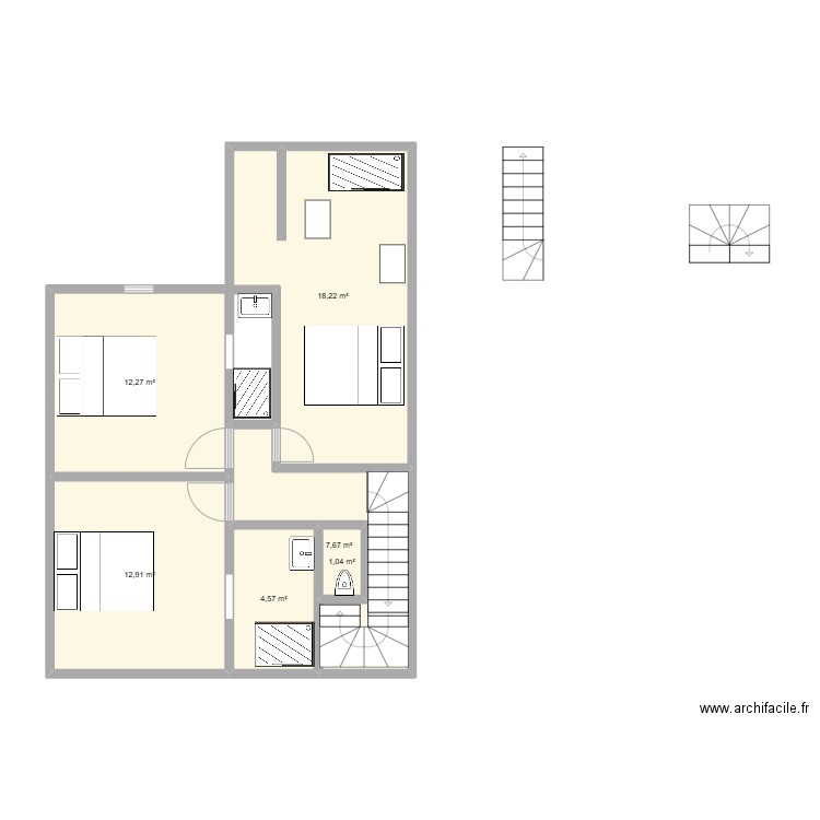 giraudeau 1er. Plan de 6 pièces et 57 m2