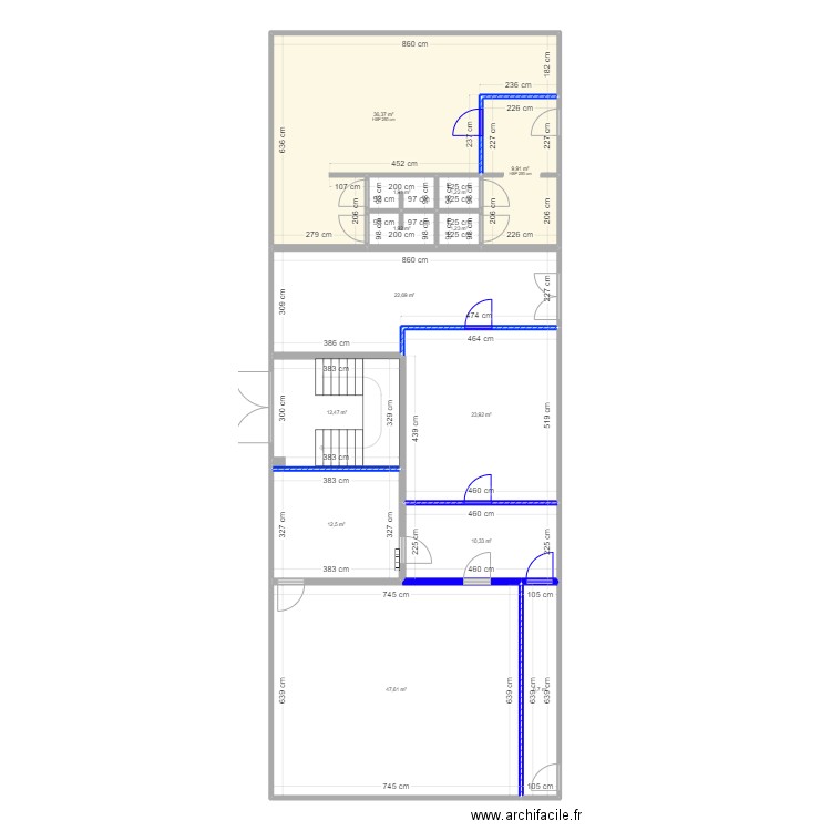 Lobet. Plan de 13 pièces et 189 m2