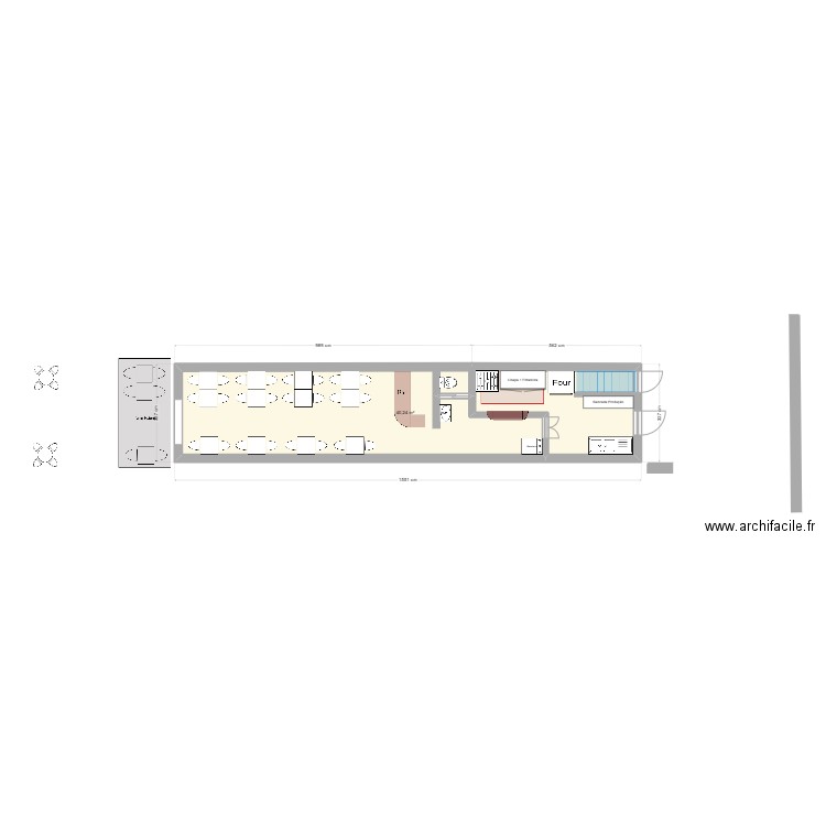 Restau Demi 2. Plan de 1 pièce et 40 m2