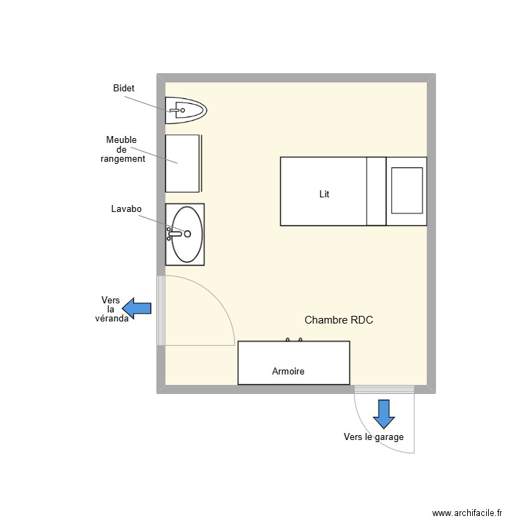 BENAZET Chambre existant. Plan de 1 pièce et 13 m2