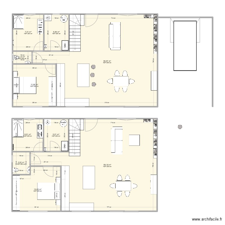 Maison 1 étage. Plan de 10 pièces et 173 m2