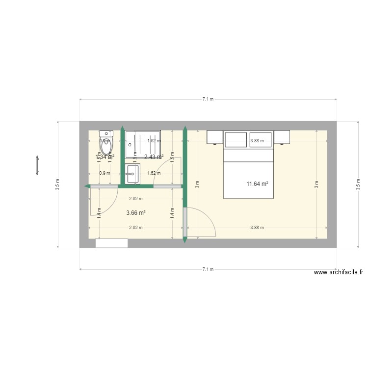 gauthier ponsat 1. Plan de 4 pièces et 19 m2