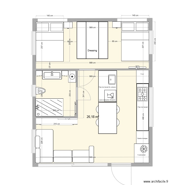 Lacet Flair_plan de base avec les aménagements int._b. Plan de 2 pièces et 40 m2