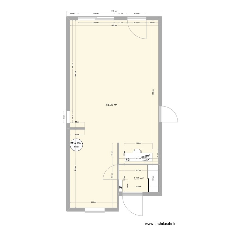 Maison_V1-2. Plan de 2 pièces et 47 m2