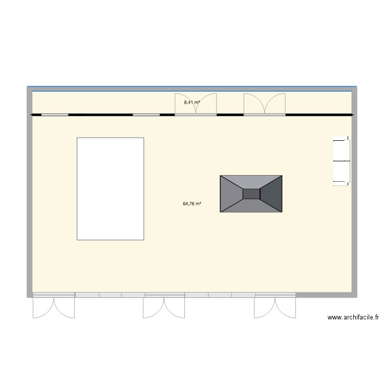 bar . Plan de 2 pièces et 73 m2