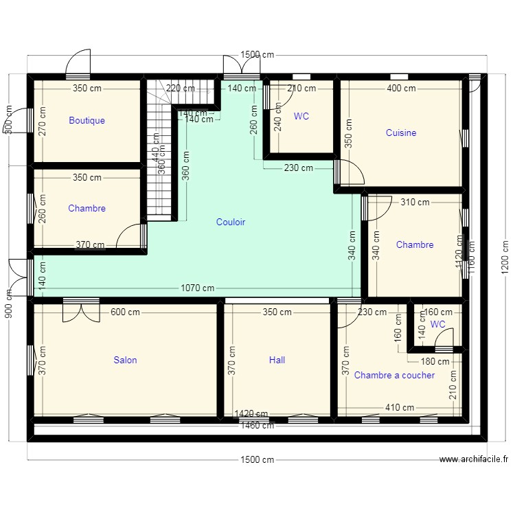 Plan 15X12 N2. Plan de 12 pièces et 152 m2