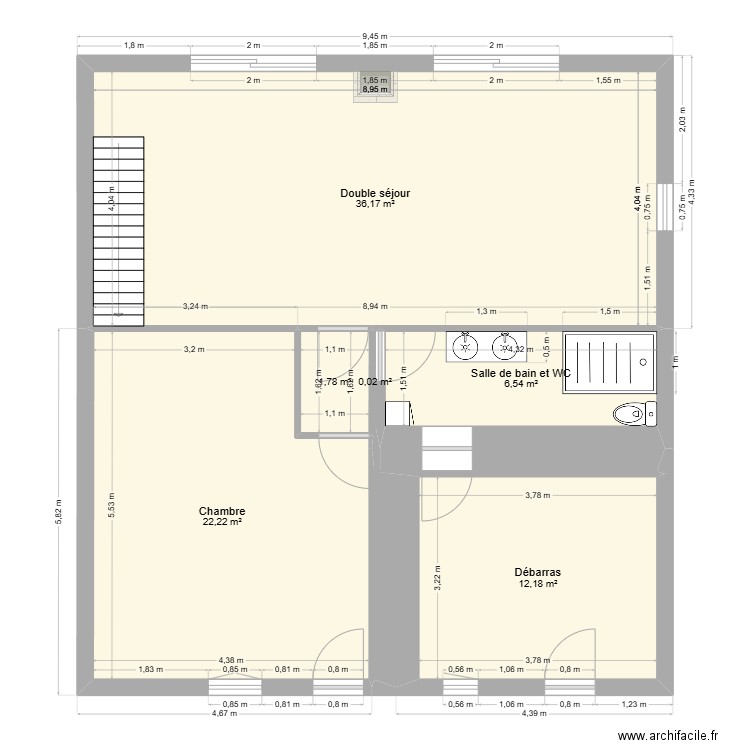 frise projet rez de chaussée 2. Plan de 7 pièces et 79 m2