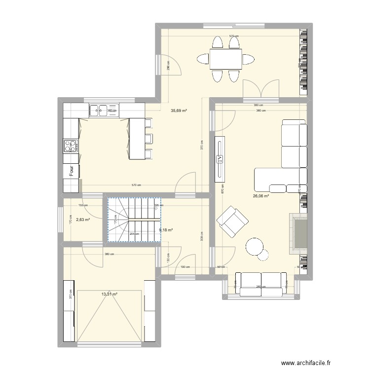 vite fait1002. Plan de 5 pièces et 87 m2