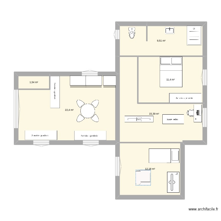 GARAGE V4 Neomya droit. Plan de 6 pièces et 72 m2