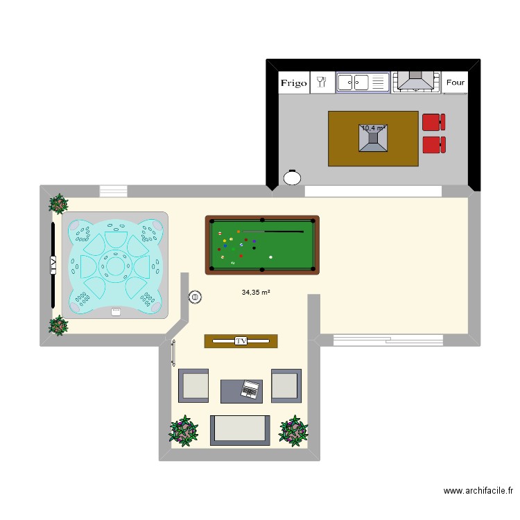 loft projet. Plan de 2 pièces et 45 m2