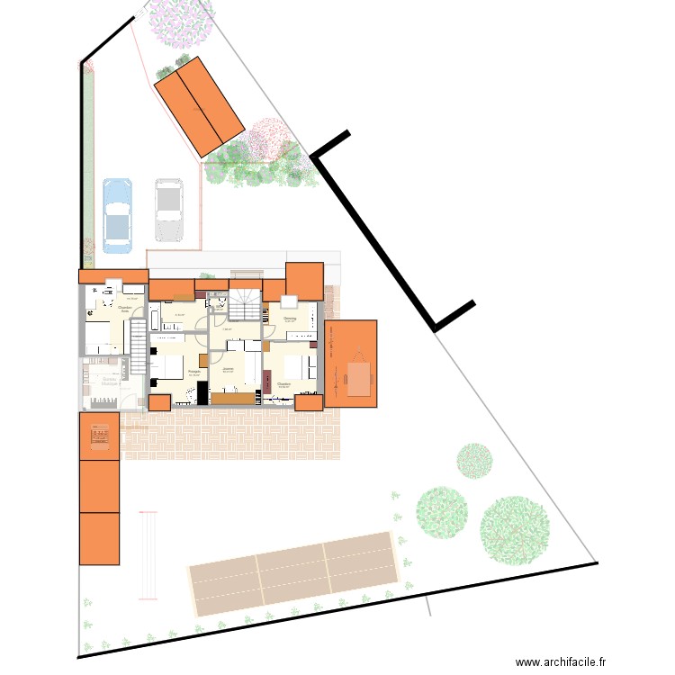 Houppeville plan 1sept2024. Plan de 19 pièces et 162 m2