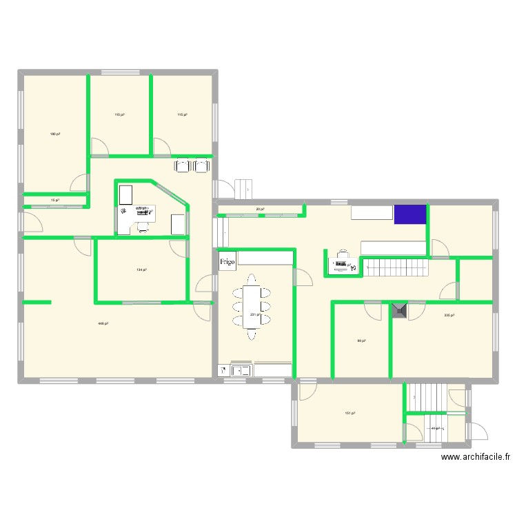 225 Seigneuriale RC 6. Plan de 15 pièces et 244 m2