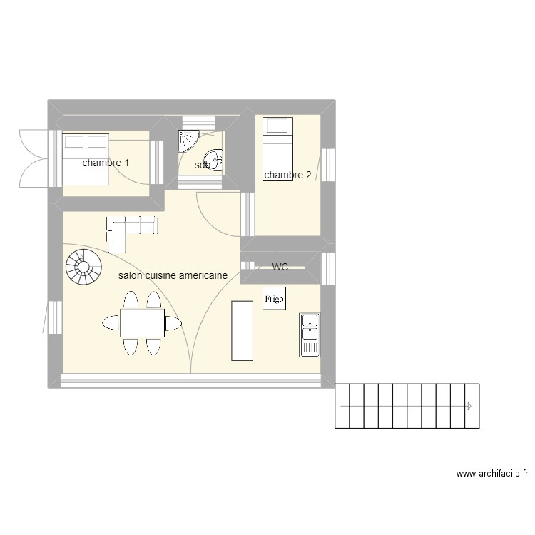 PLAN. Plan de 5 pièces et 21 m2