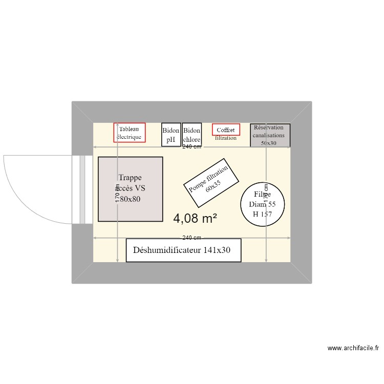 CHARLES - Tubersent. Plan de 1 pièce et 4 m2