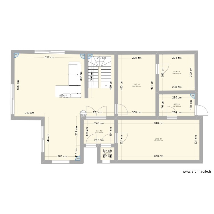 GAUBERT. Plan de 7 pièces et 103 m2