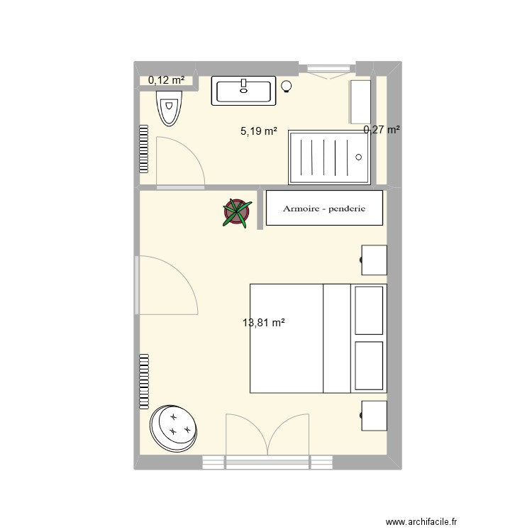 maison pau 2. Plan de 4 pièces et 19 m2