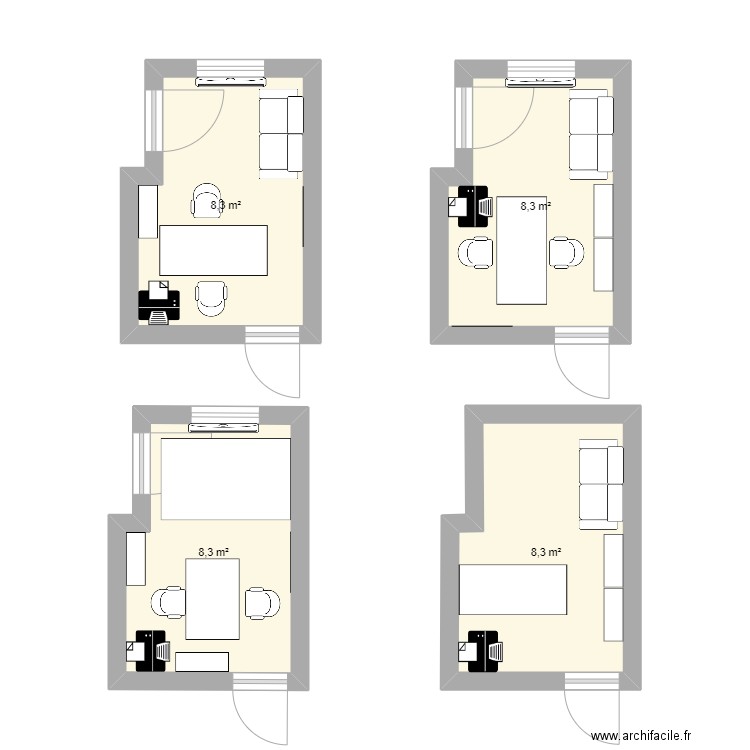 Bureau_SER. Plan de 4 pièces et 33 m2