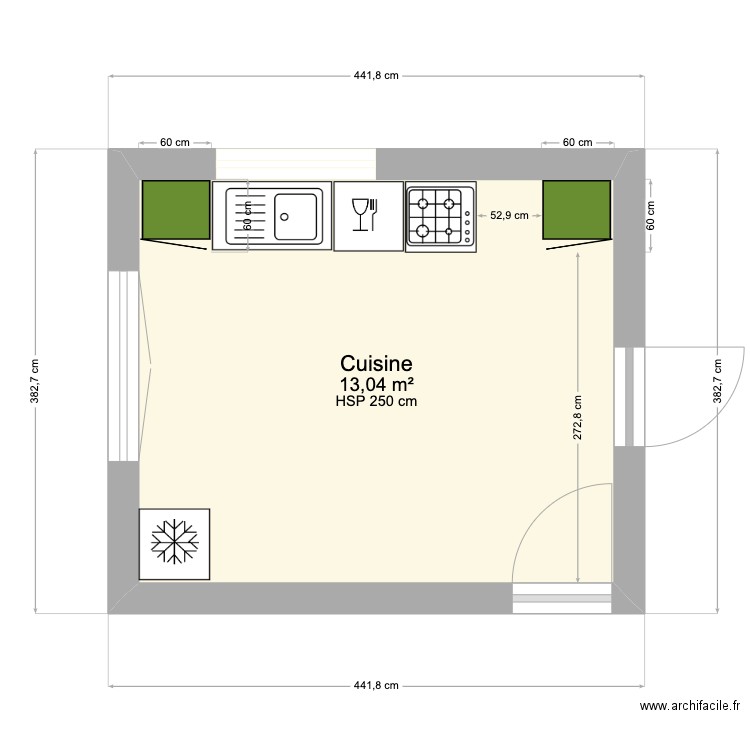 CUISINE LESQUIFFINEC. Plan de 1 pièce et 13 m2