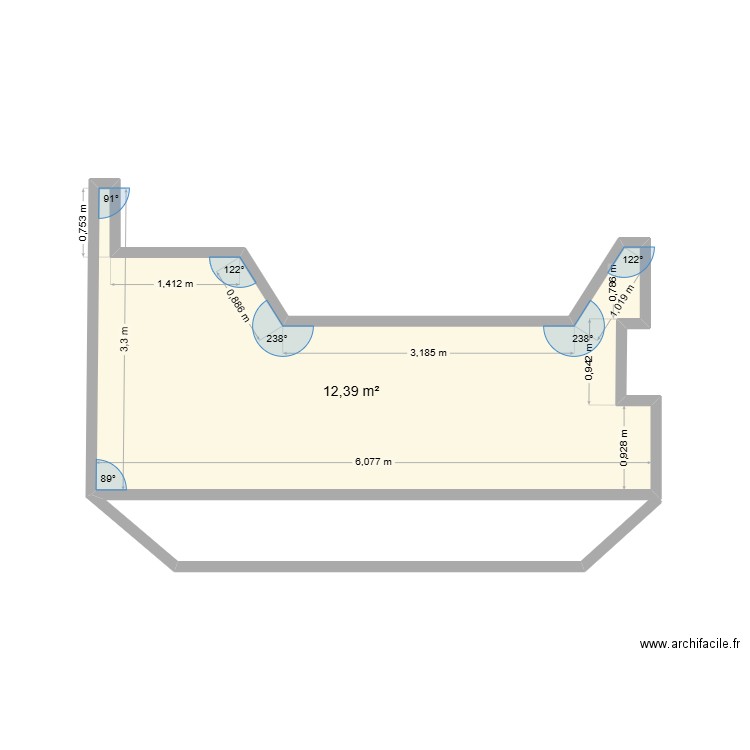 TERRASSE 2. Plan de 1 pièce et 12 m2