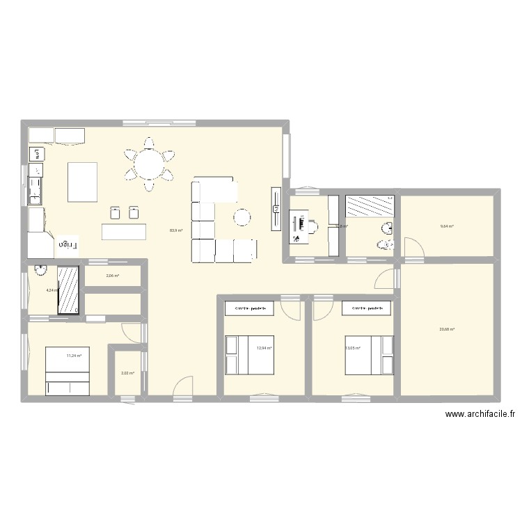 Maison . Plan de 10 pièces et 171 m2