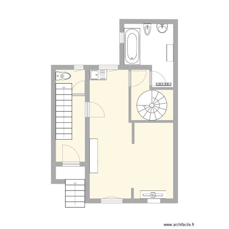 Cinelli. Plan de 3 pièces et 28 m2